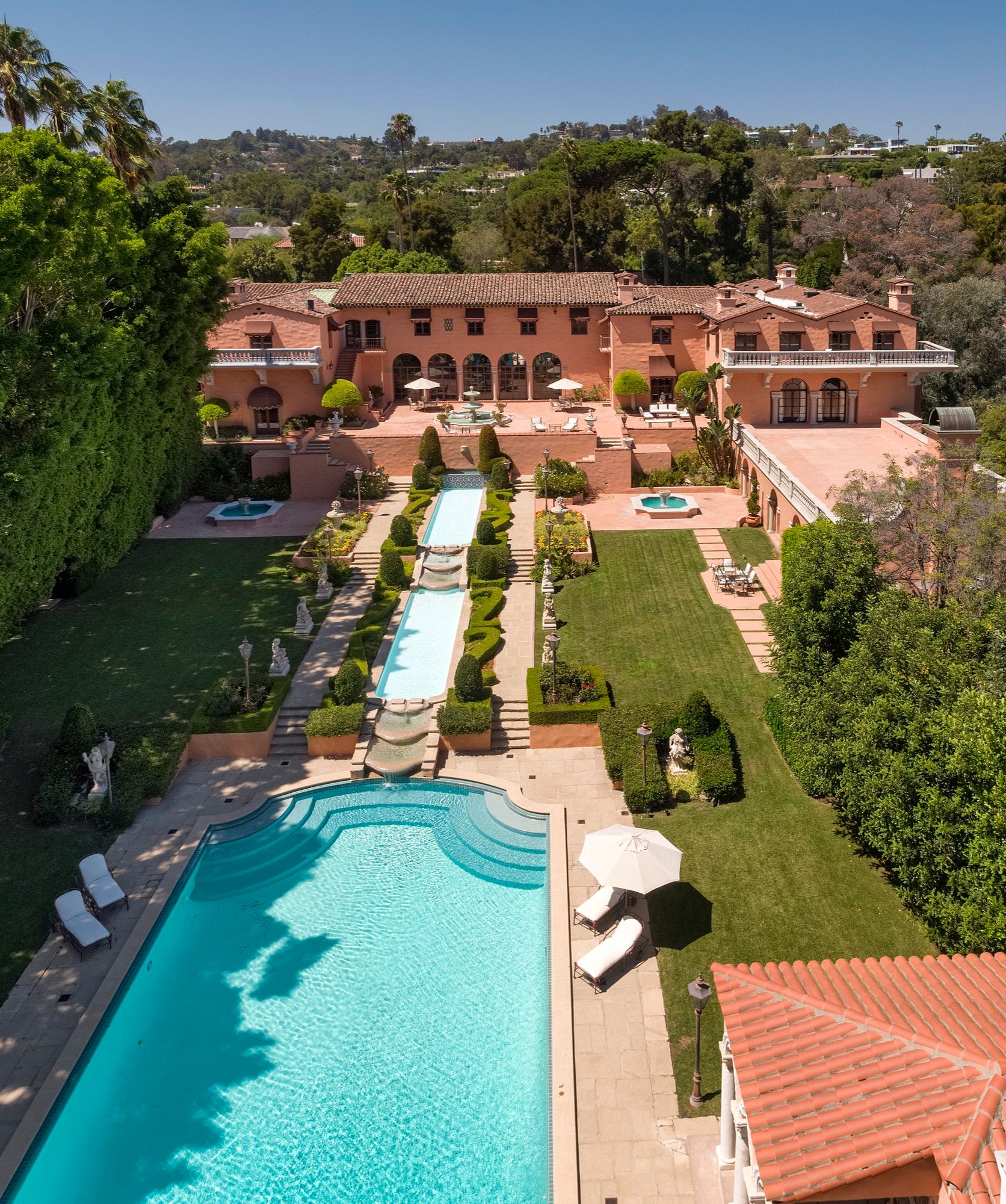 The Beverly Estate in Beverly Hills, from above